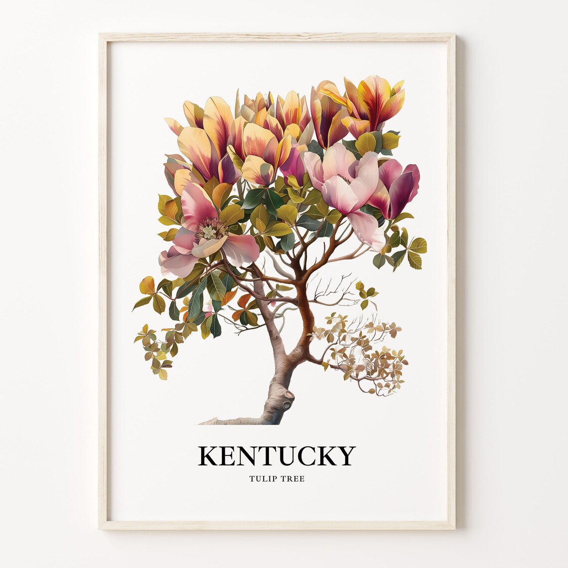 Kentucky State Tree Tulip Tree Art Print, Botanical