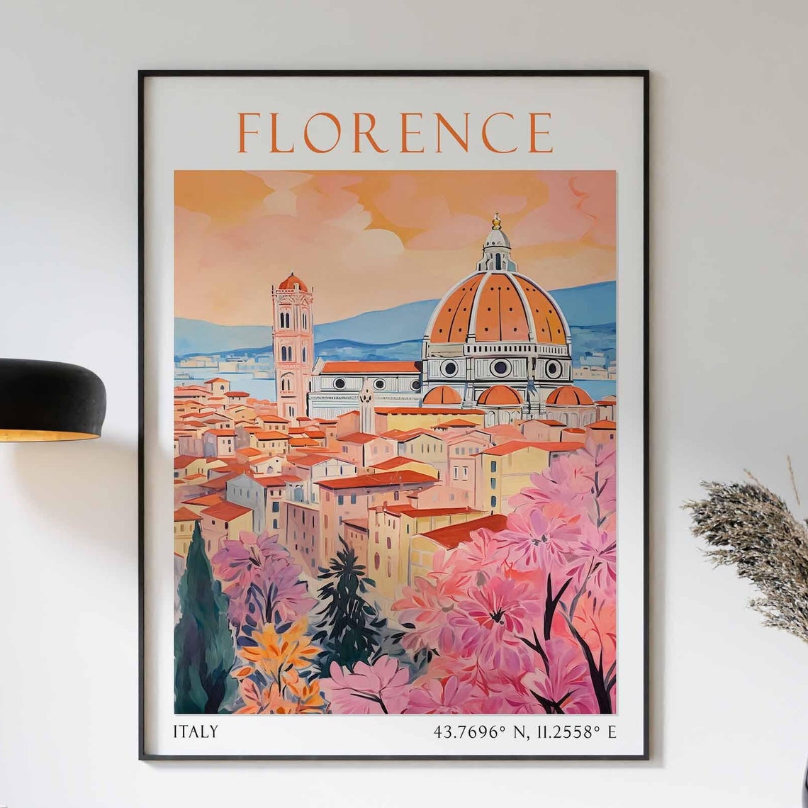 Florence Italy Duomo and Bell Tower Among Spring Blooms Poster
