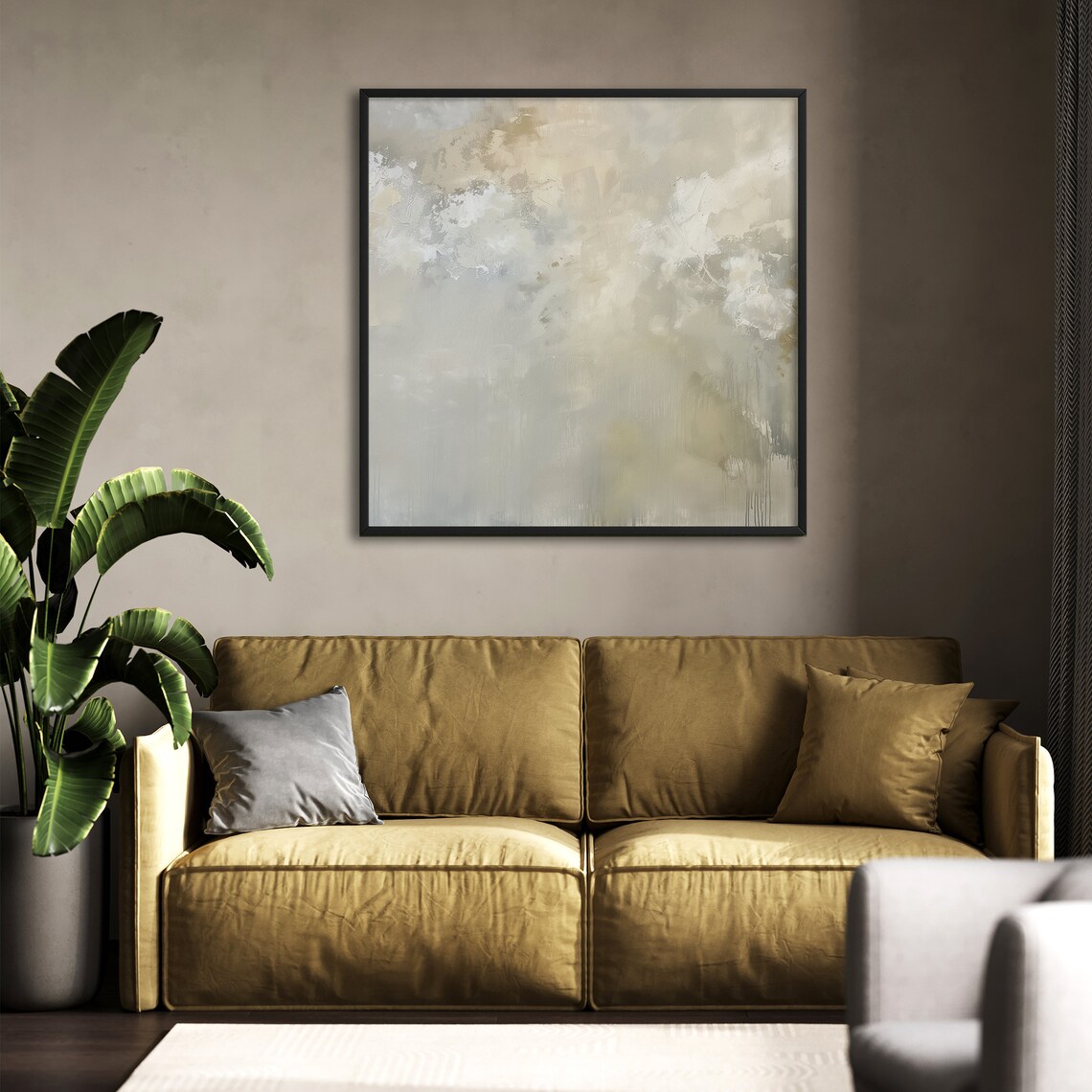 Modern Abstract Square, Japandi Brush Strokes - Image 4