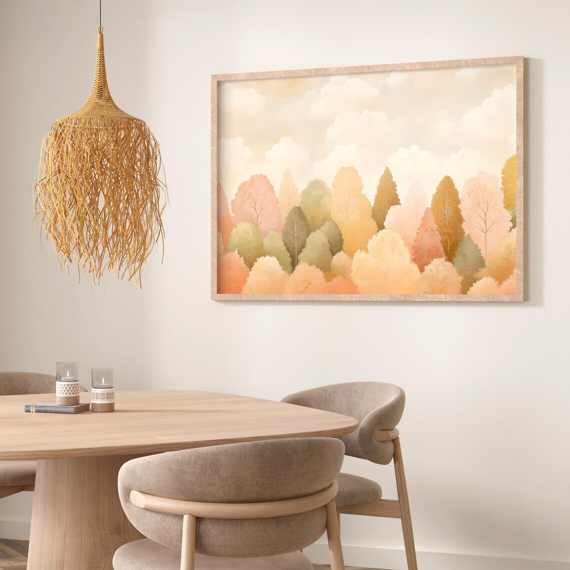 Autumn Forest Painting, Pastel Fall Trees Art Print - Image 3