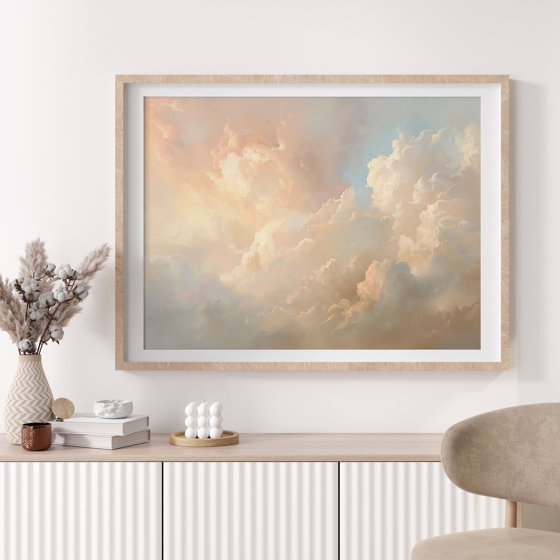 Clouds Neutral Painting, Coquette Girls Room Art Print - Image 4
