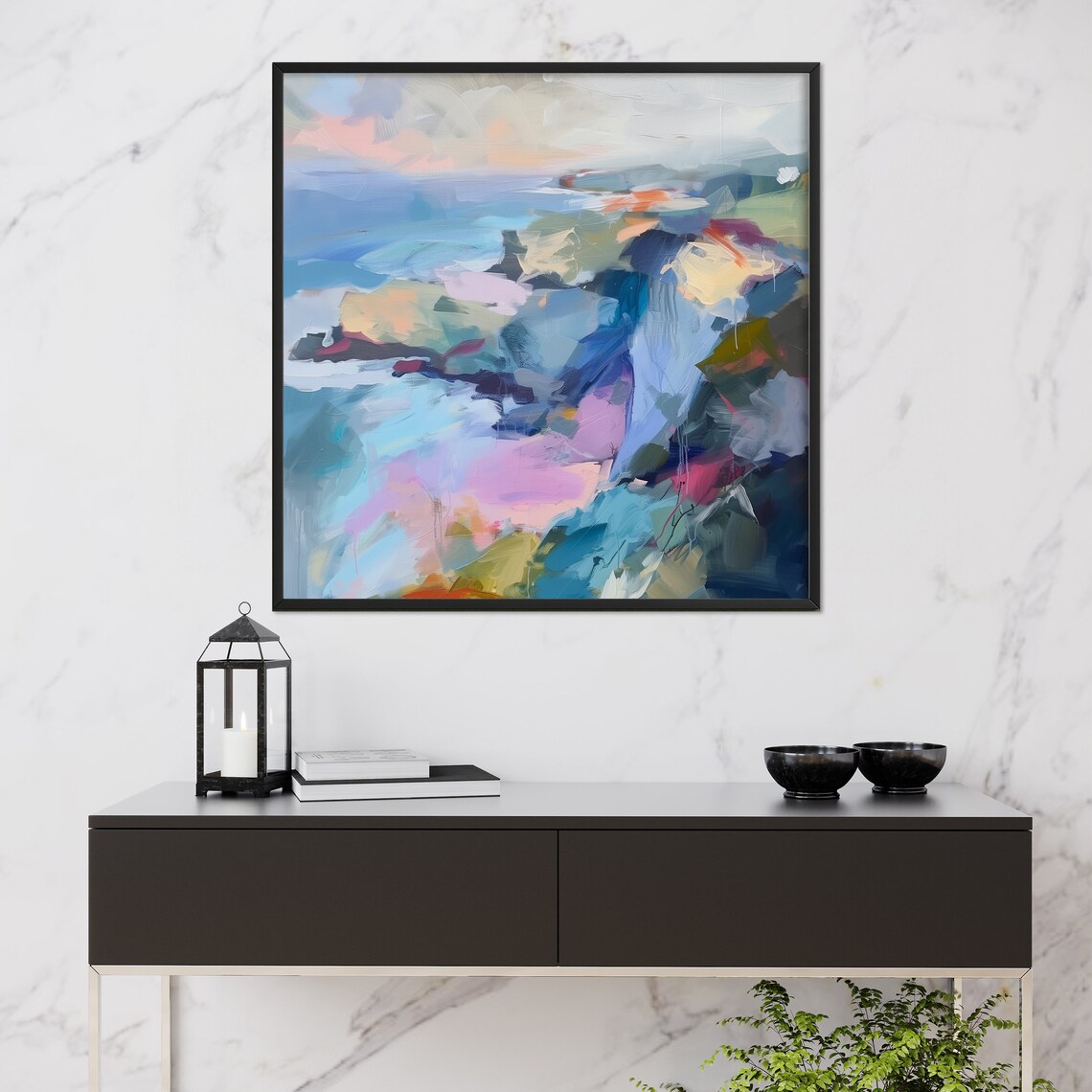 Modern Abstract Mountain Wall Art Print, Square - Image 3