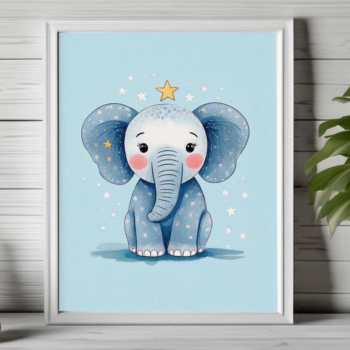 Baby Elephant Nursery Art, Whimsical Animal Print