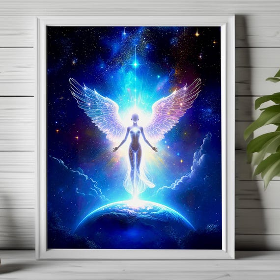 Celestial Angel Print Wall Art Spiritual Cosmic Fantasy Poster Awakening Decor 259