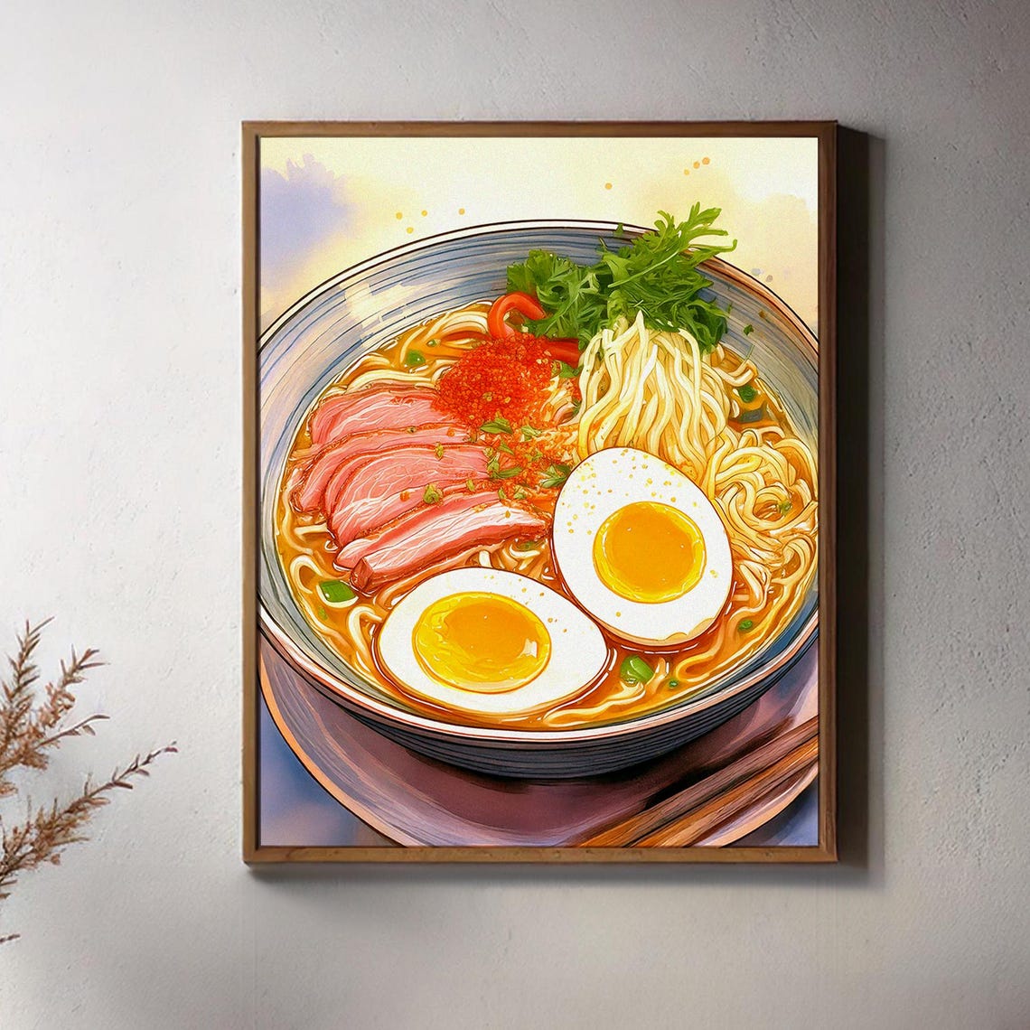 Anime Style Ramen Bowl Illustration Japanese Food Kitchen Art Poster - Image 3