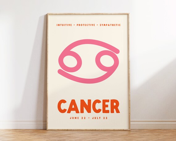 Cancer Zodiac Poster Print, Trendy Preppy Wall Decor