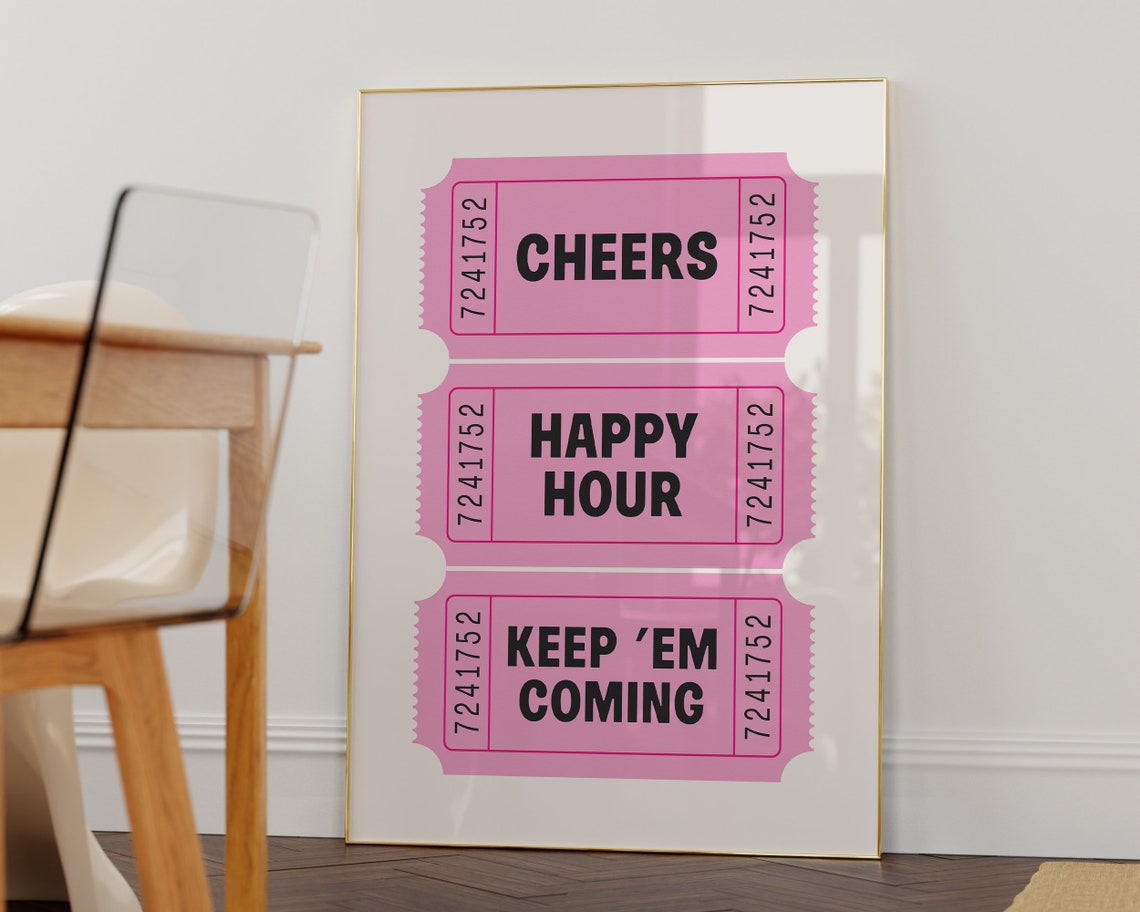 Cheers Happy Hour Pink Ticket Stub Keep Em Coming Wall Poster - Image 2