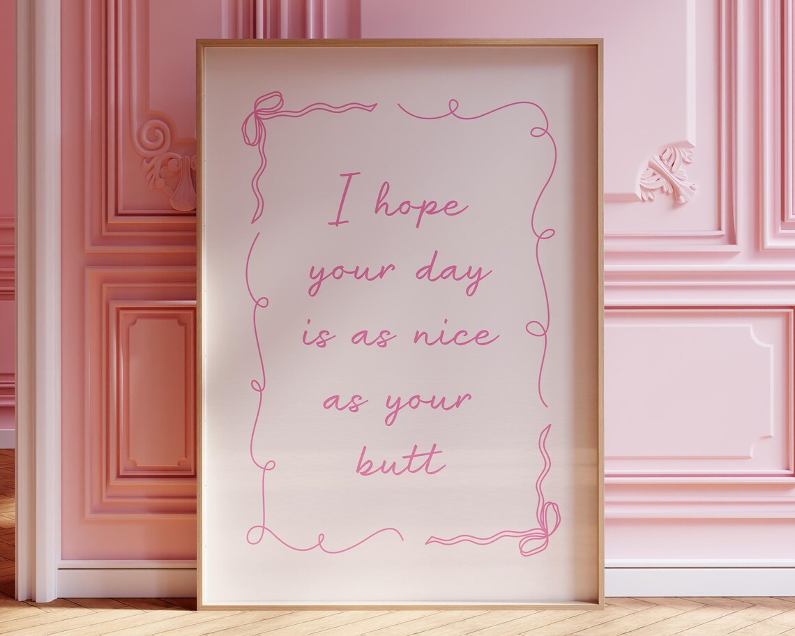 Nice Butt Funny Bathroom Poster, Pink Coquette Bow - Image 3