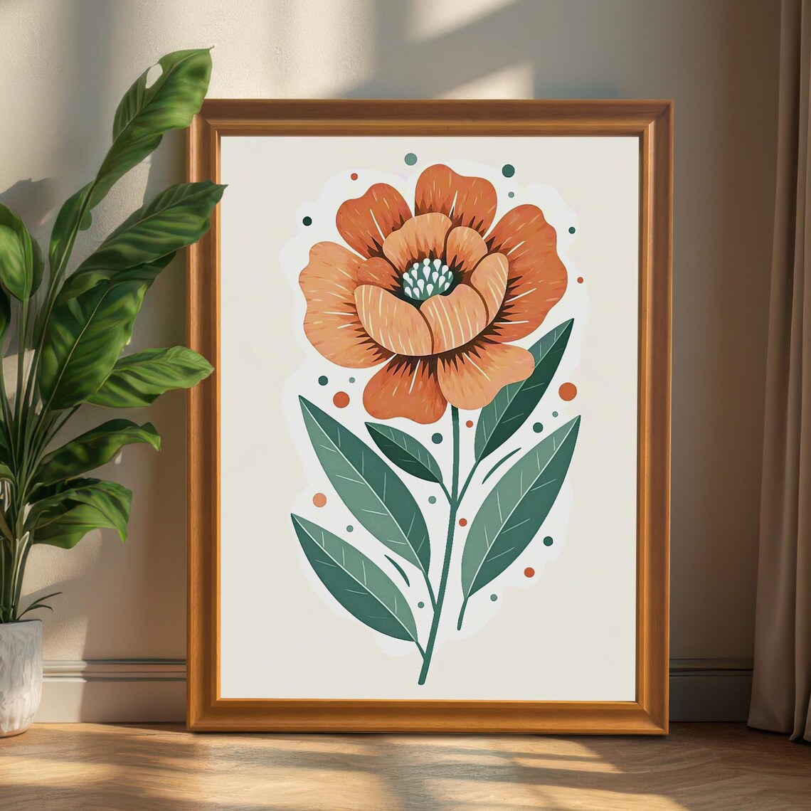 Orange Flower Illustration Botanical Art Print