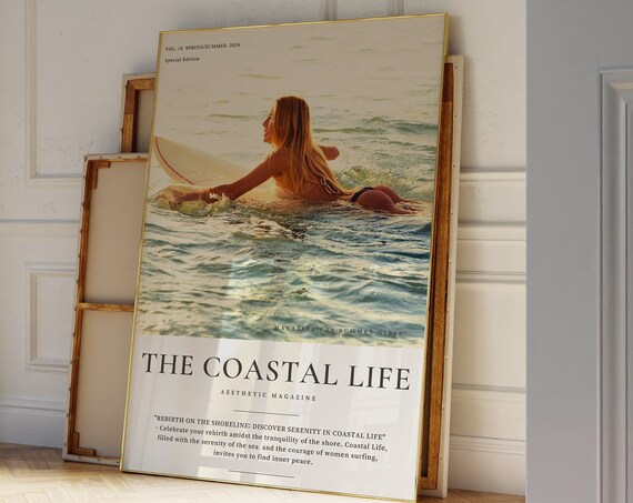 The Coastal Life Surfer Girl Magazine Cover Summer Beach Poster