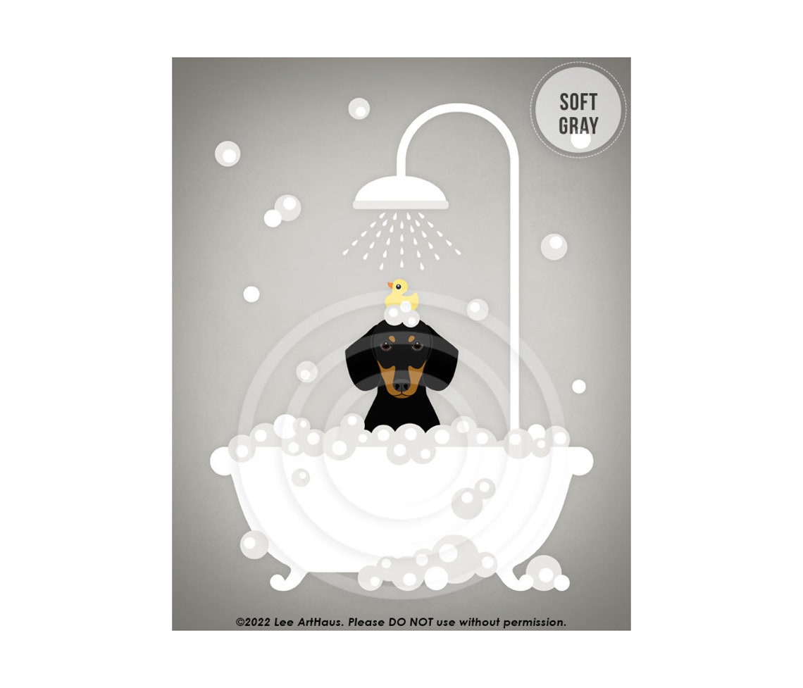 Black And Tan Dachshund Bubble Bath Shower Funny Bathroom Poster - Image 3