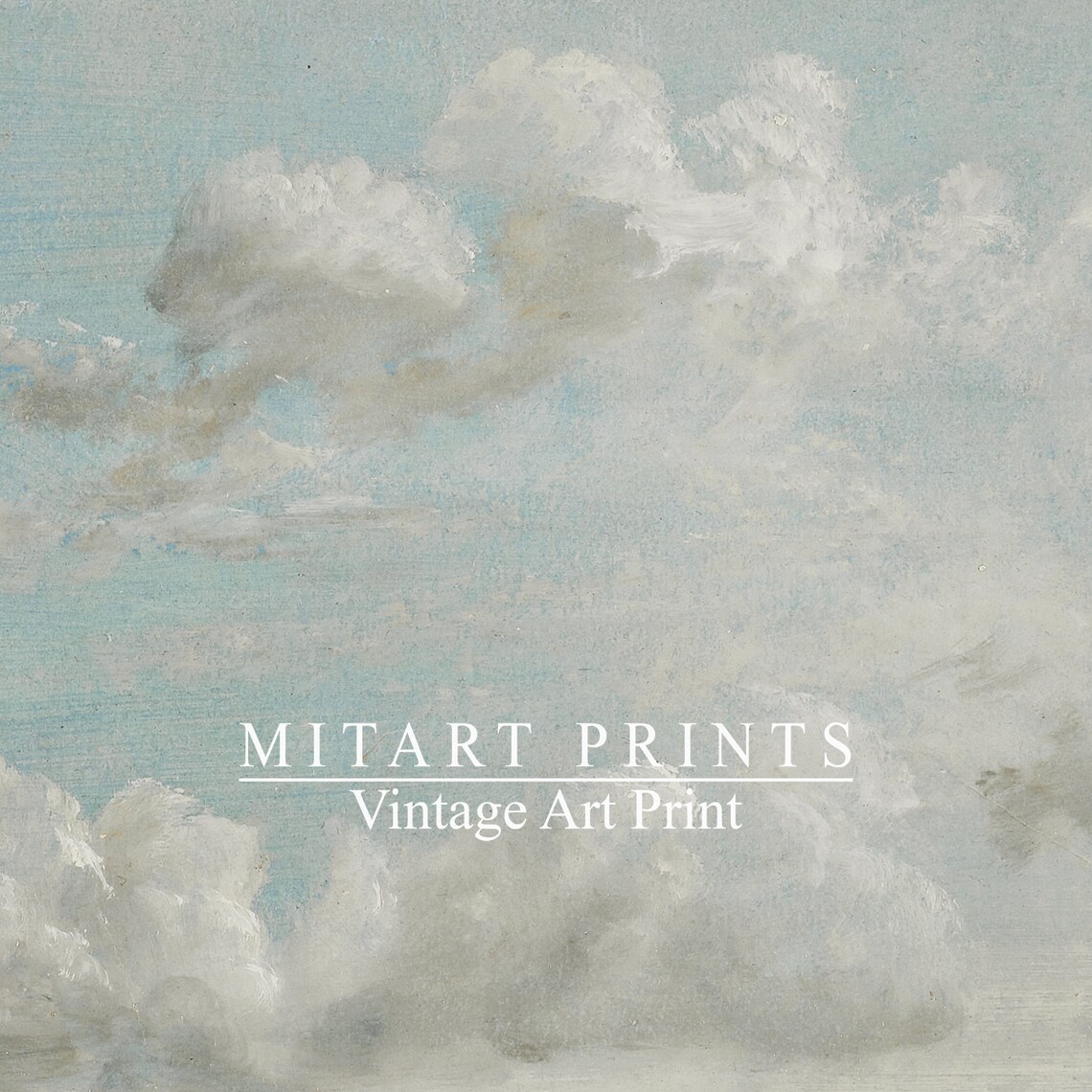 Vintage Cloud Painting Neutral Sky Art Print - Image 3