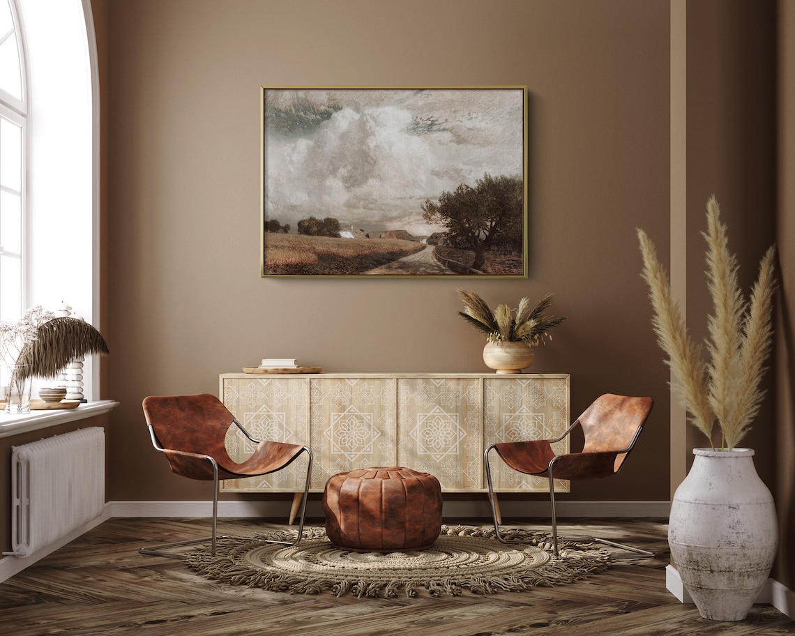 Vintage European Landscape Art Print, Rustic Farmhouse - Image 4