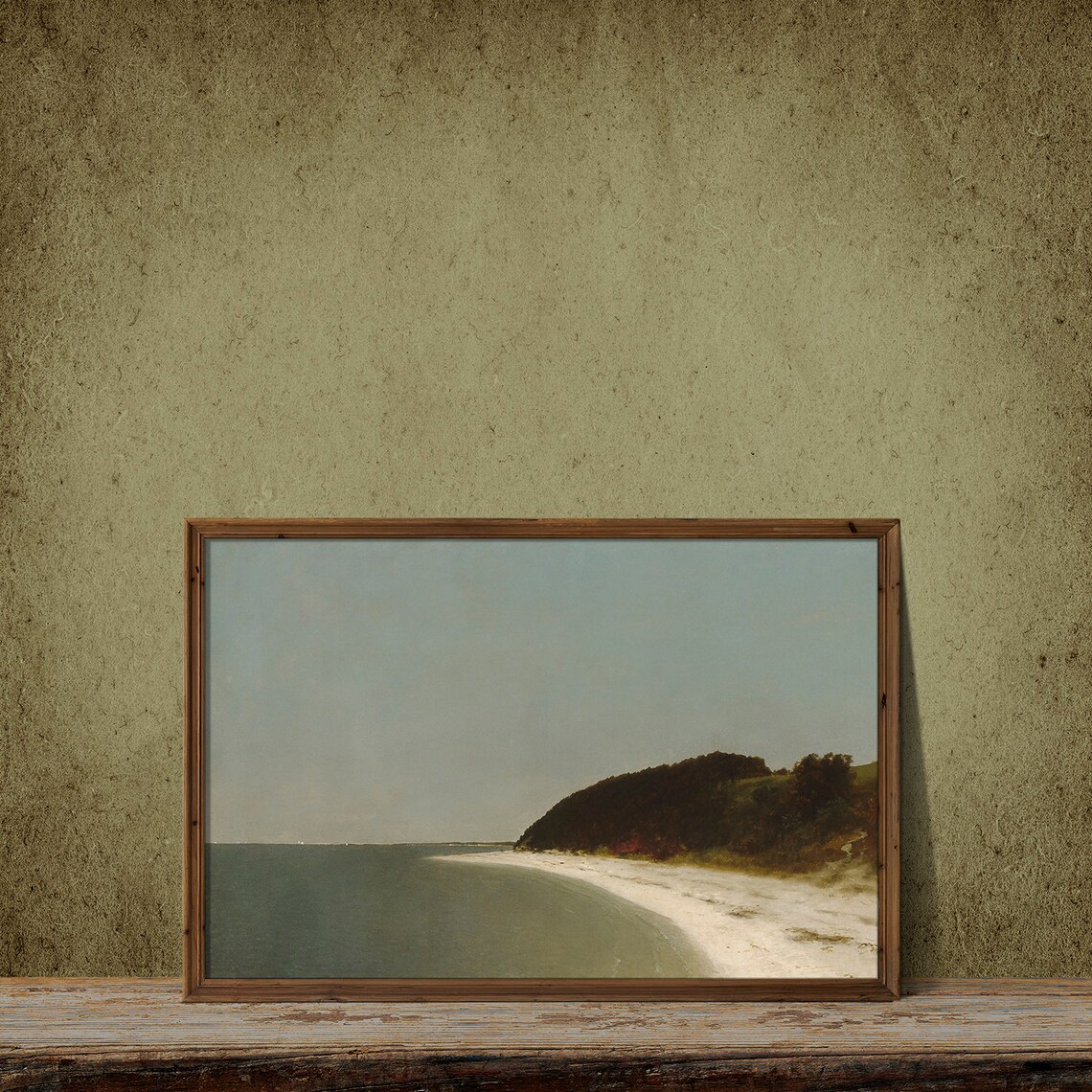 Muted Coastal Painting, Vintage Neutral Beach Art Print - Image 3