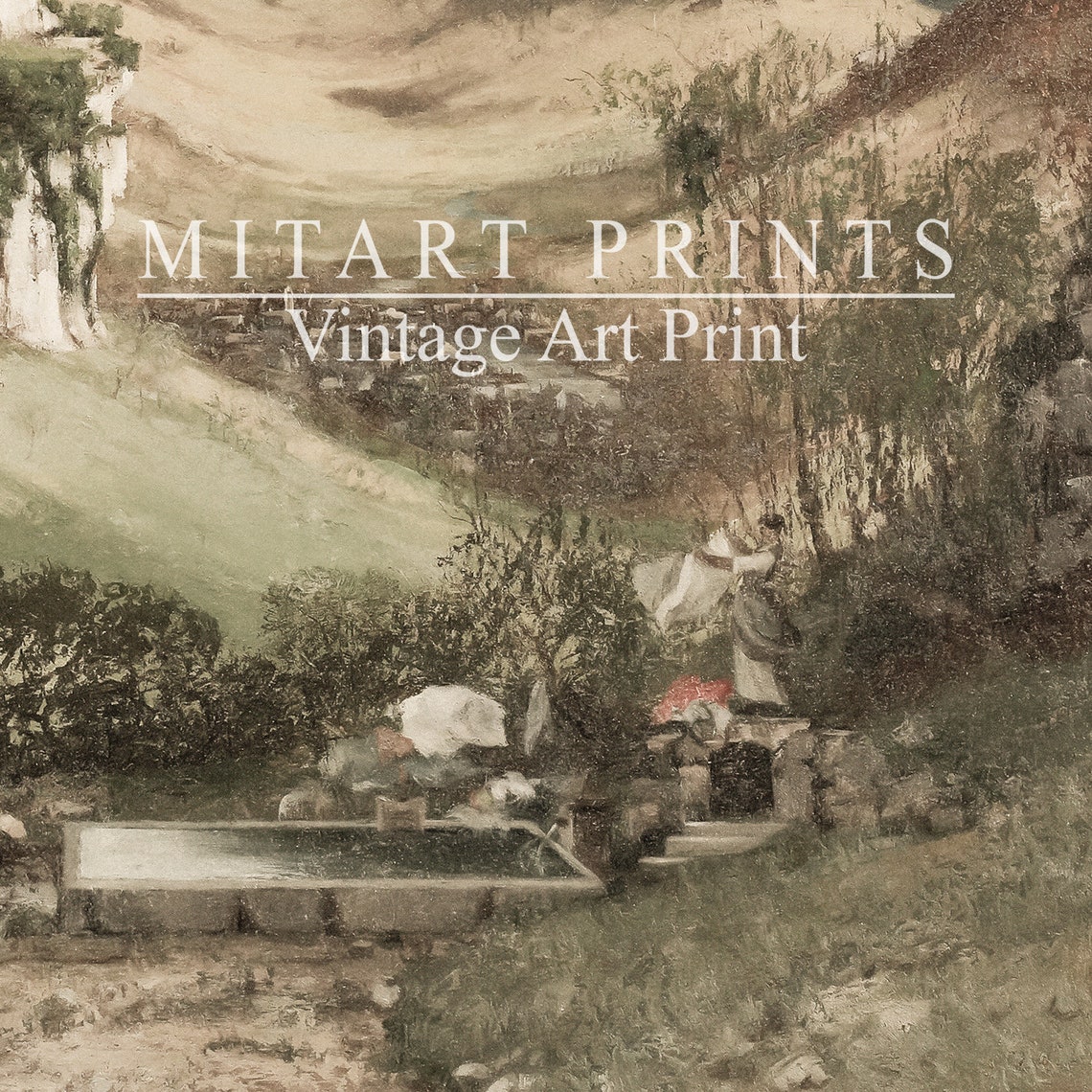 Vintage French Landscape Painting French Country Wall Art Country Landscape Art Print Farmhouse Wall Decor - Image 4