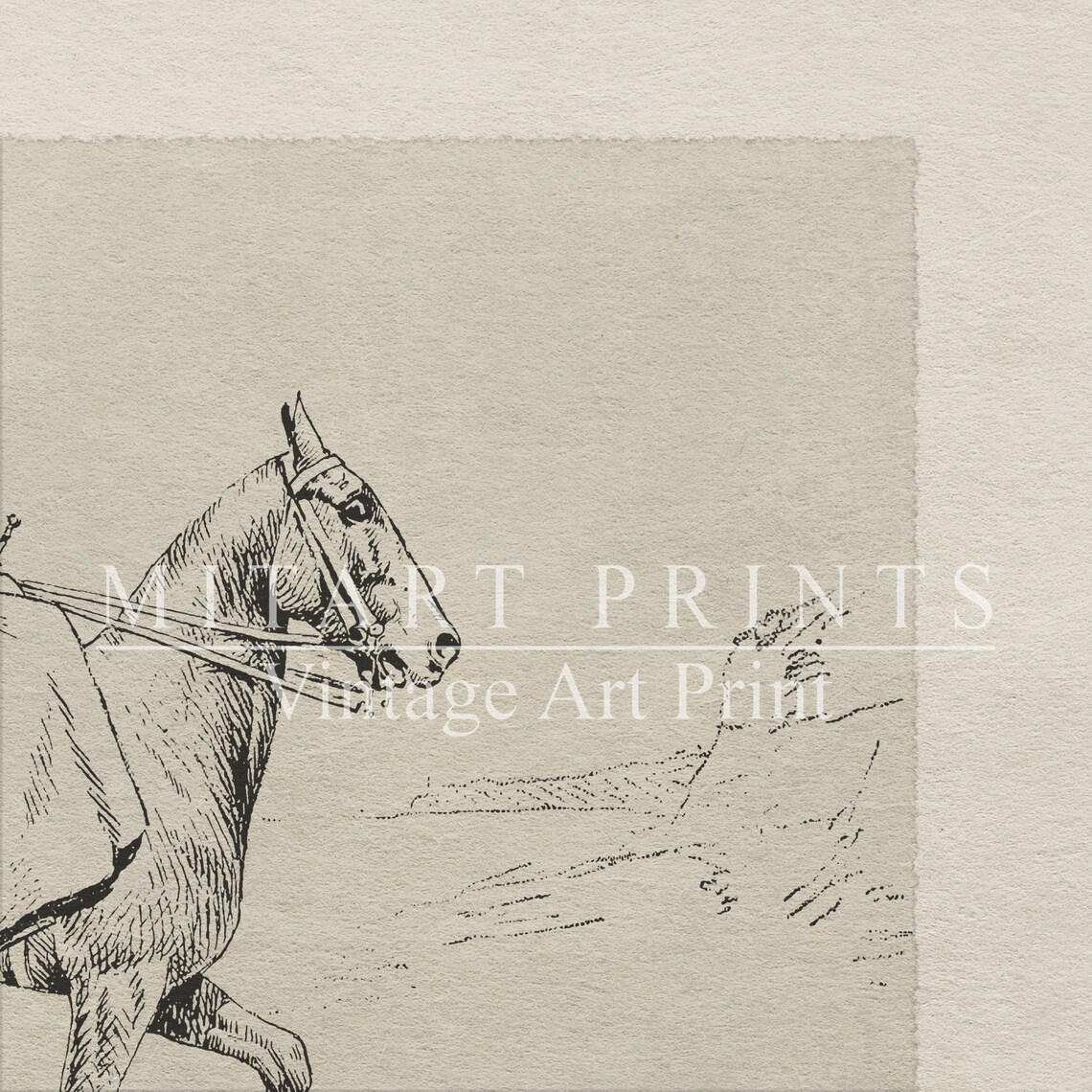 Vintage Equestrian Sketch Horse Art Print, Farmhouse - Image 2