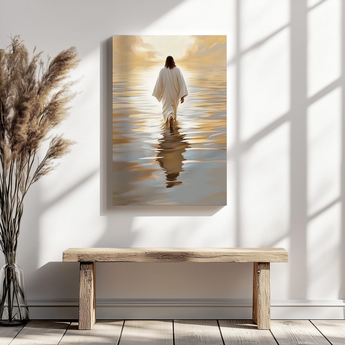 Jesus Walking On Water Golden Sunset Glow Reflection Poster Art - Image 5