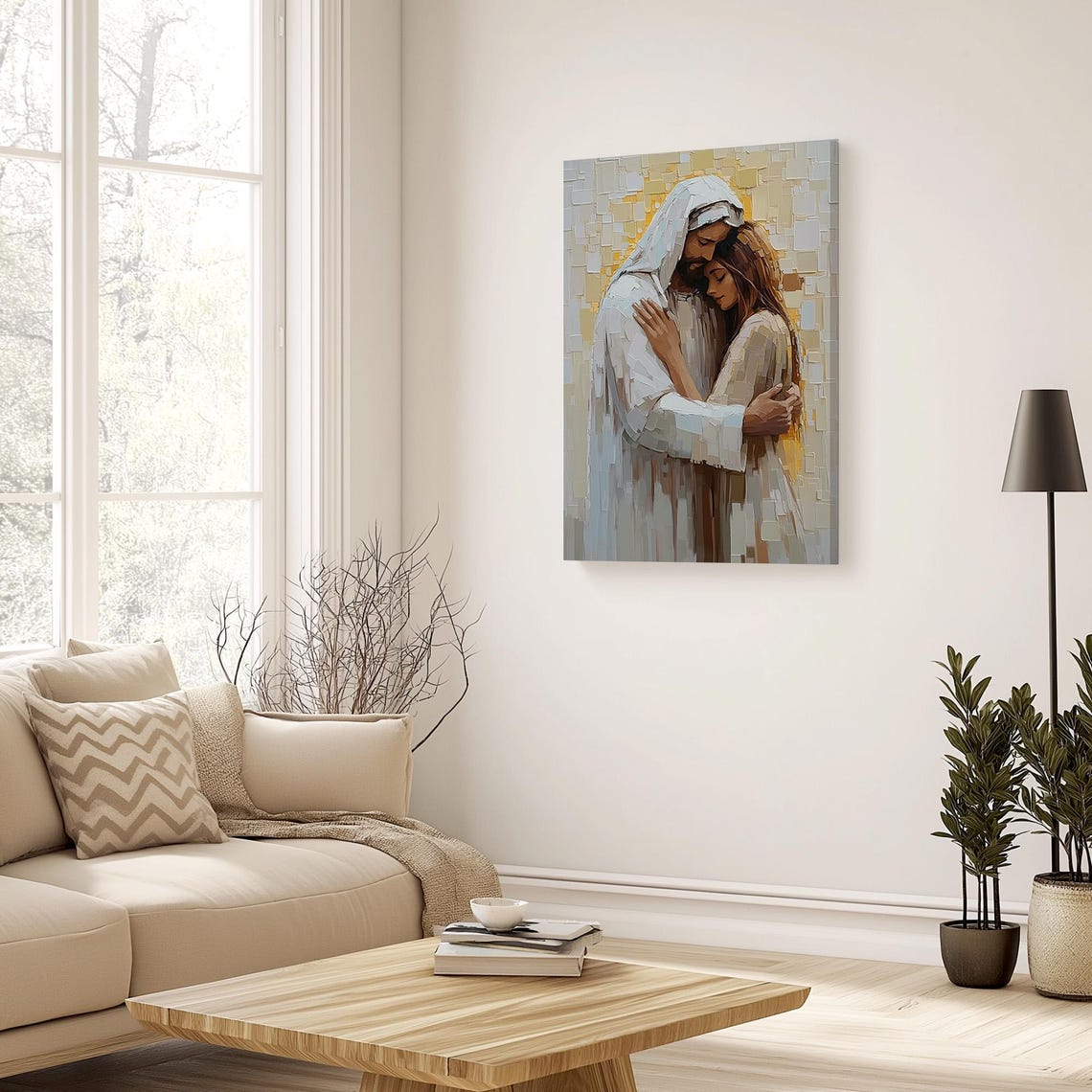 His Love Abstract Christian Wall Art Jesus Hugging Girl Painting Jesus Art Print Lds Art Bible Wall Art Jesus And Woman Artwork - Image 3