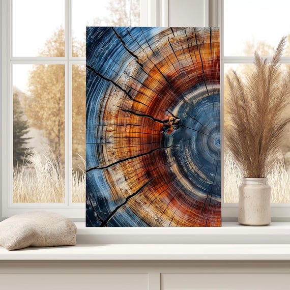 Tree Ring Wall Art For Modern Farmhouse Decor Colorful Abstract Art Print For Living Room Minimalist Art Print Rustic Home Decor