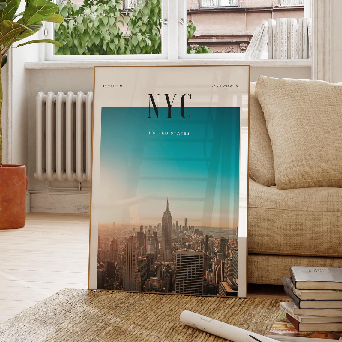 New York City Modern Travel Poster, Wanderlust Decor