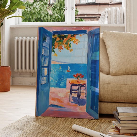 Open Window Henri Matisse Print Style Fauvism Painting Modern Exhibition Patio Doors Greece Mediterranean Sea