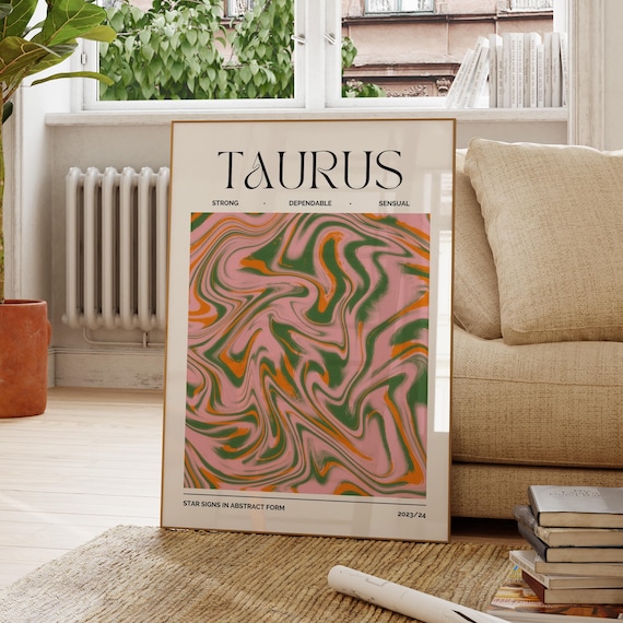 Taurus Zodiac Sign Wall Art Astrology Decor Star Print Horoscope Poster Celestial Artwork