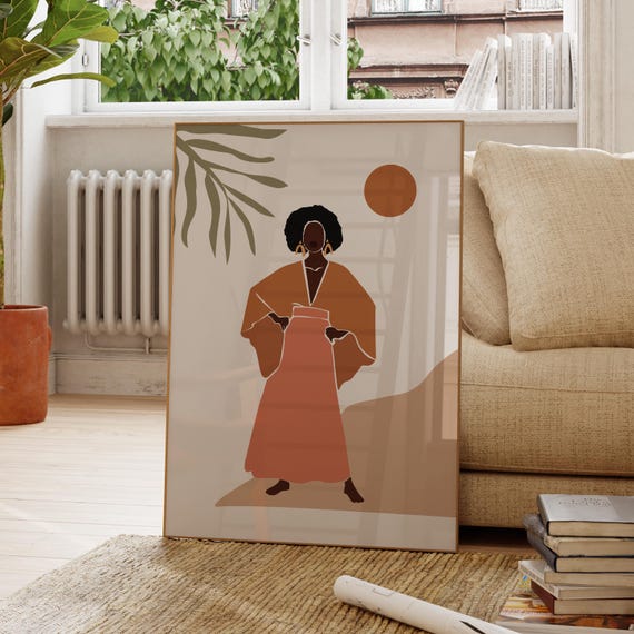 Powerful Woman Neutral Wall Art Abstract Poster Simple Bedroom Decor Scandinavian Style Print Colorful Modern