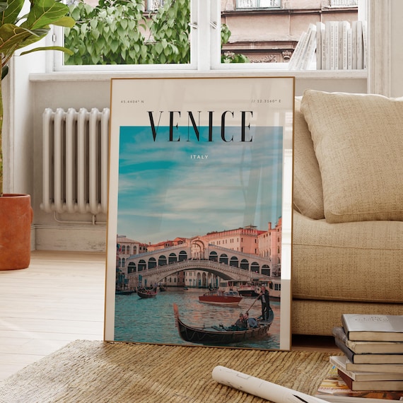 Venice Italy Rialto Bridge Gondolas Grand Canal Photo Travel Poster