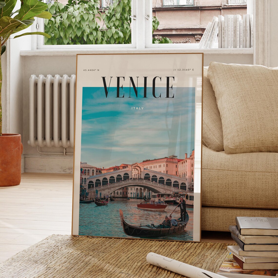 Venice Italy Rialto Bridge Gondolas Grand Canal Photo Travel Poster