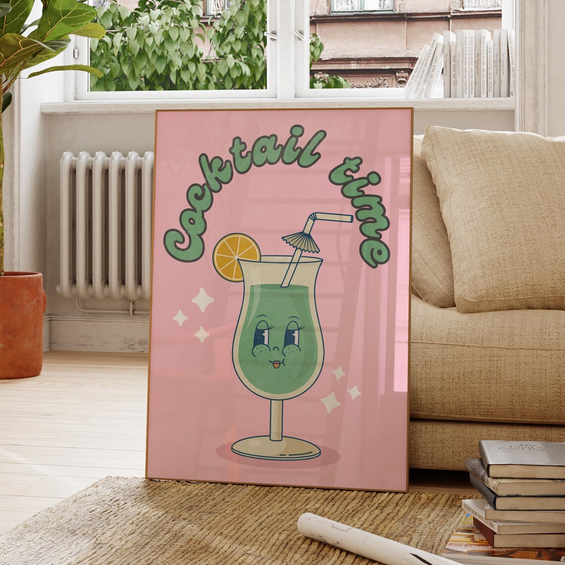 Cocktail Time Poster, Bar Cart Decor Art Print