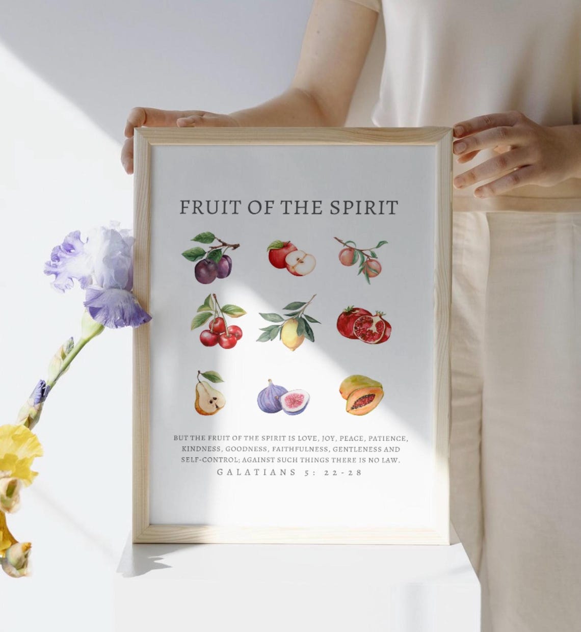 Fruit Of The Spirit Galatians 5 Watercolor Botanical Scripture Poster - Image 3