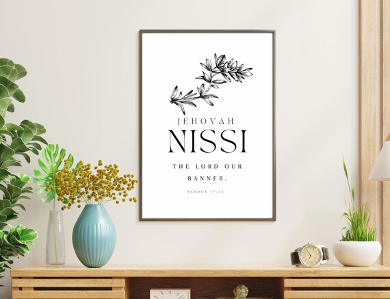 Jehovah Nissi Names Of God Print Wall Art Hebrew El Roi Yahweh Jireh Rapha Nissi Shalom Minimalist Wall Art Bible Verse