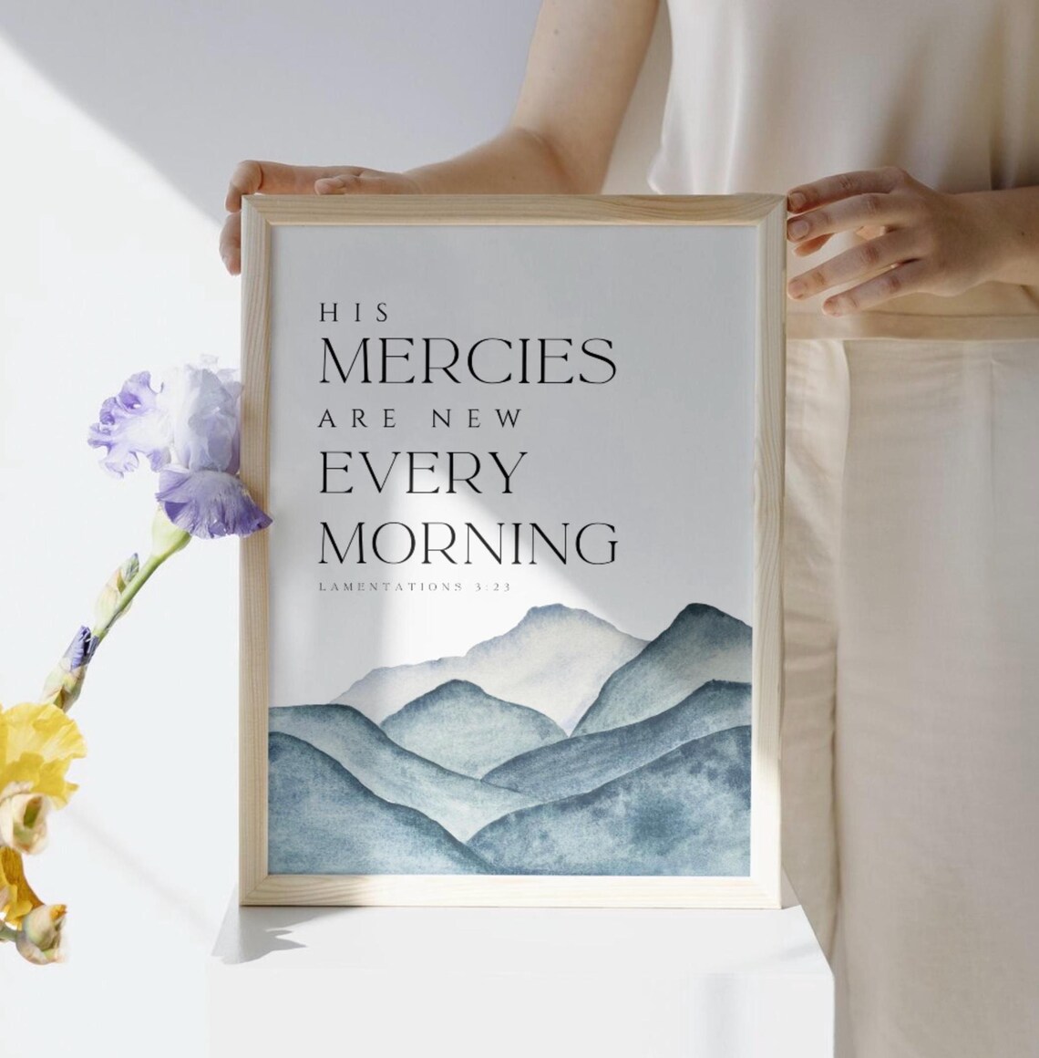 Lamentations 3:23 Scripture Art Print, Christian Faith