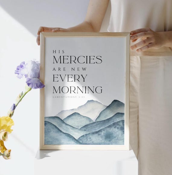 Lamentations 3:23 Scripture Art Print, Christian Faith