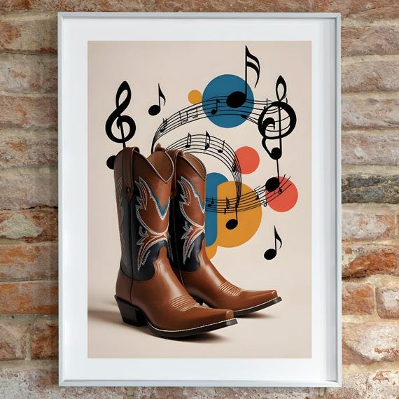 Modern Abstract Music Notes Poster Midcentury Wall Art Bold Geometric Shapes And Colour Musical Symbols Artwork Country Decor