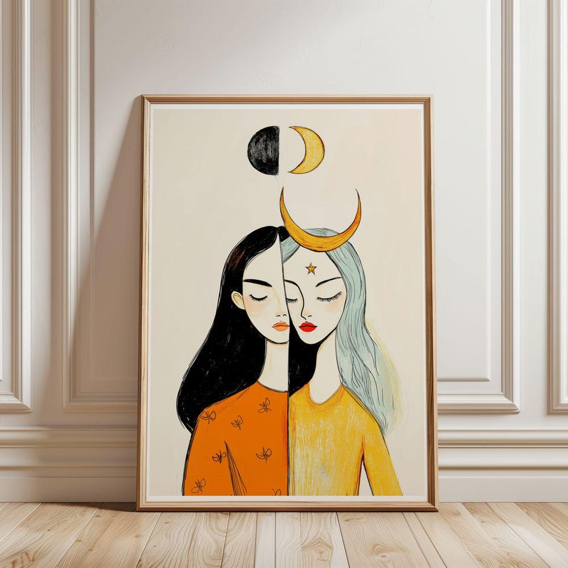Gemini Zodiac Sign Astrology Illustration, Celestial Decor - Image 4
