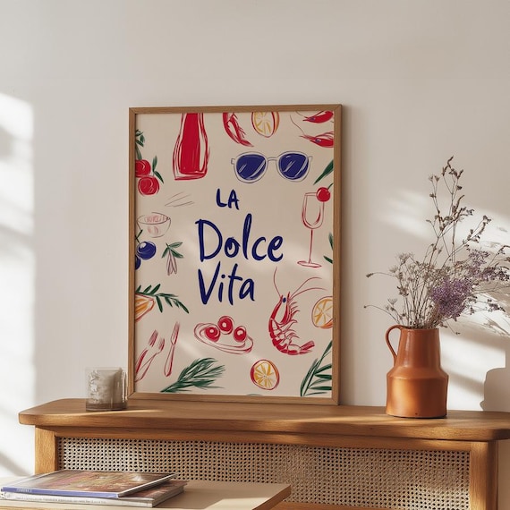 La Dolce Vita Retro Italian Quote, Kitchen Decor