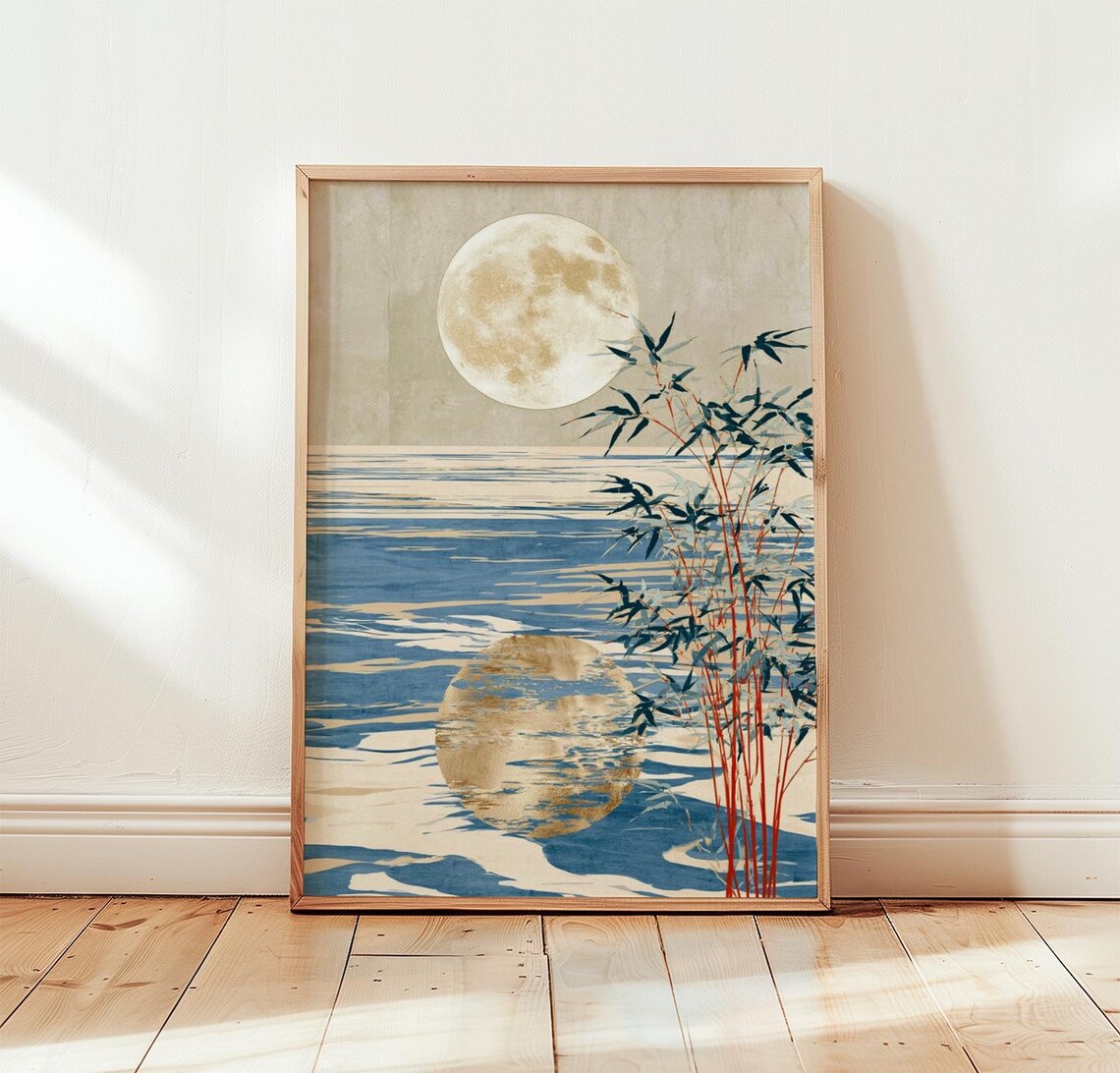 Blue Moon Lake, Japanese Wall Art Lithograph