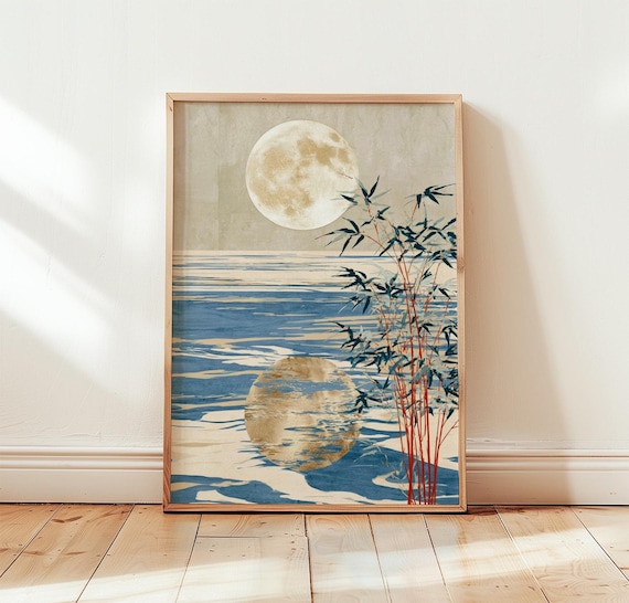 Blue Moon Lake, Japanese Wall Art Lithograph