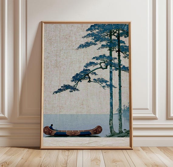 Canoe Lake Poster, Cyanotype Landscape