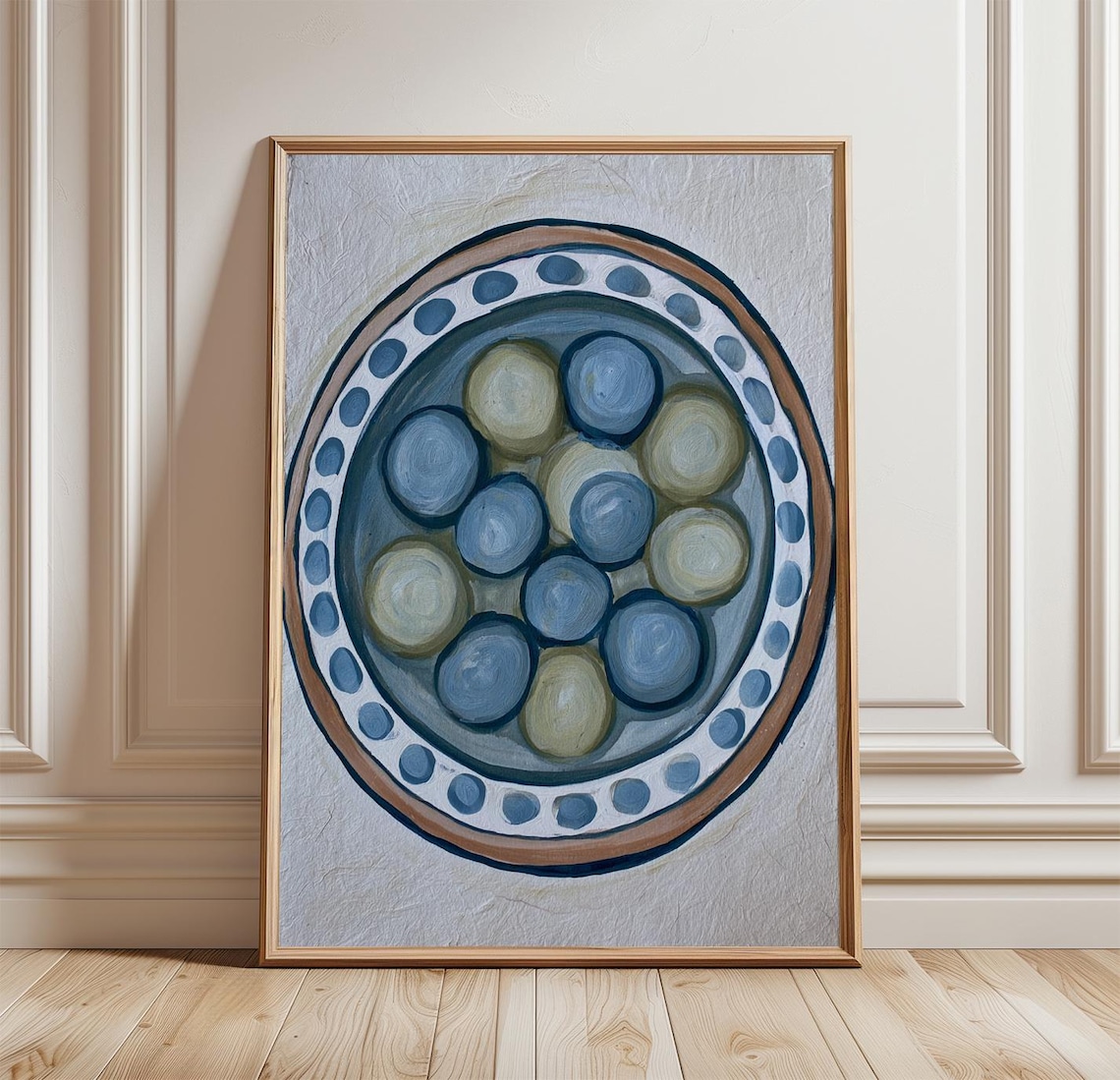 Blue Olive Bowl, Mediterranean Kitchen Art Print