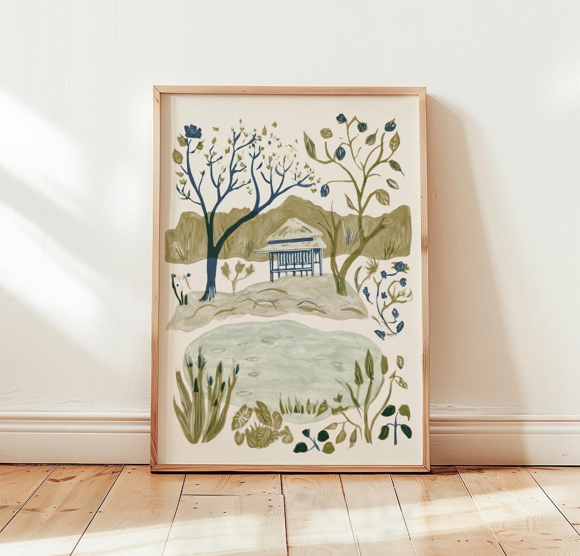 Japanese Garden, Nature Landscape Art Print