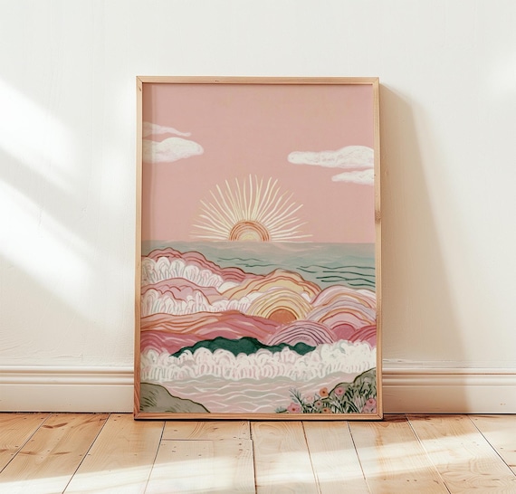 Pink Sunrise Ocean Wall Art Print