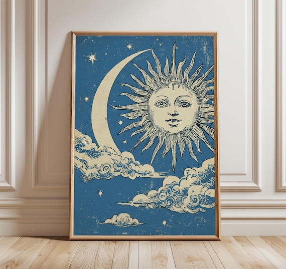 Celestial Sun Vintage Cosmic Illustration Poster