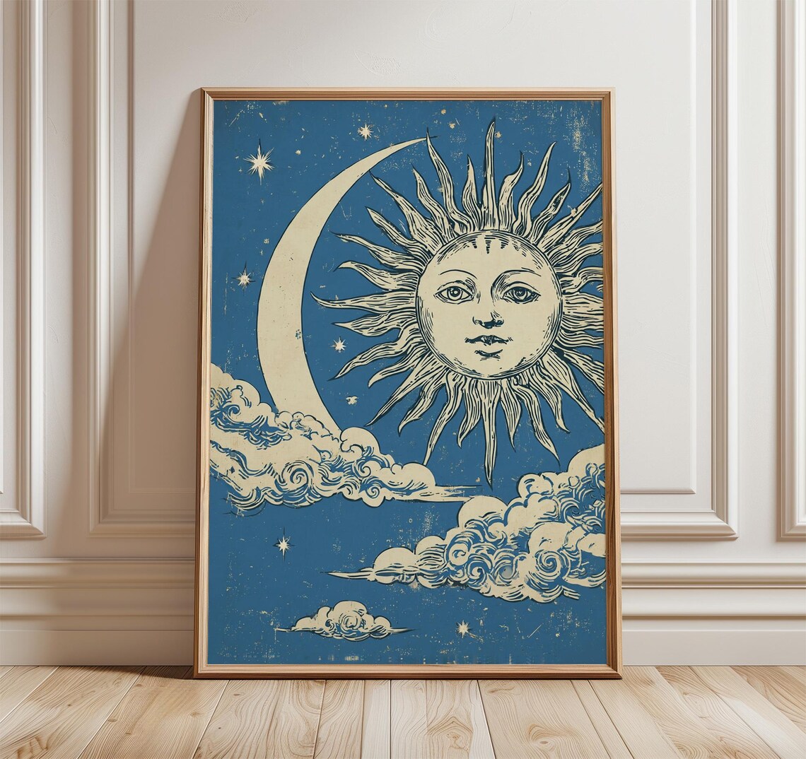 Celestial Sun Vintage Cosmic Illustration Poster