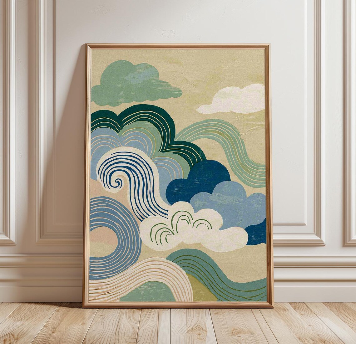 Ocean Cloudscape - Japandi Coastal Wave Poster