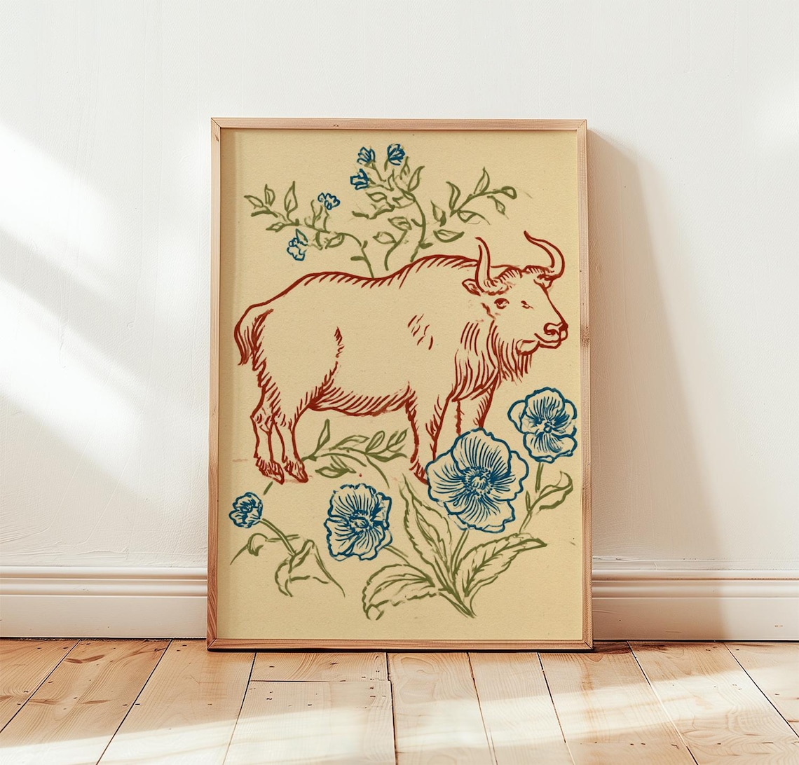 Wild Yak Vintage Nature Art Print