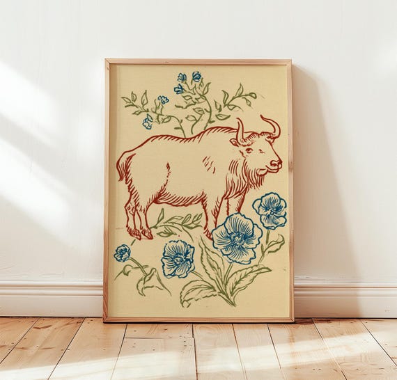 Wild Yak Vintage Nature Art Print