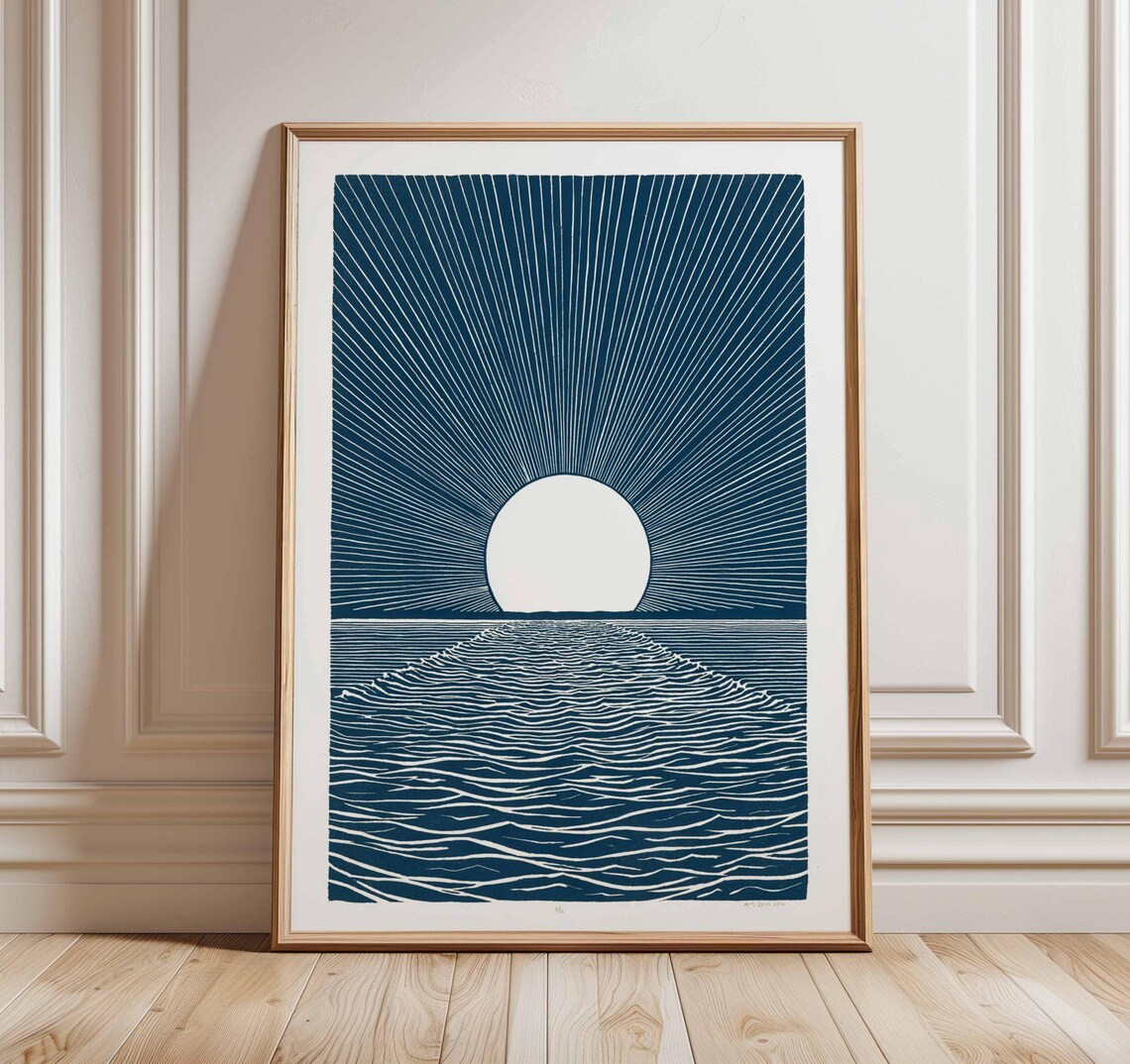Ocean Sunrise Modern Minimalist Sea Poster