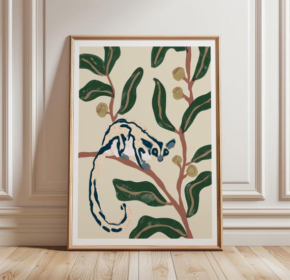 Sugar Glider Botanical Art Print